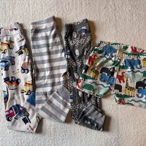 Hanna Andersson Pajama Bottoms Bundle (4 items), Sz 4T. Stripes Animals Trucks